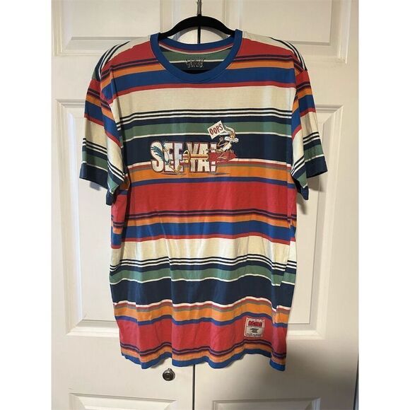 Looney Tunes Wile E. Coyote Road Runner Striped T-Shirt XL Unisex - Picture 1 of 5